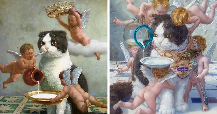 This Artist Captures The True Royalty Of Cats With His 11 Classical-Style Oil Paintings