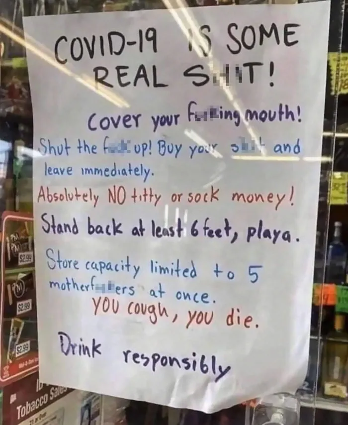 22 Funny, Straightforward Signs About The Coronavirus Situation Put Up By Shops And Restaurants