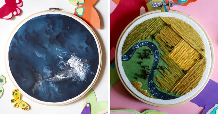 I Combine Sewing With Painting To Create These Landscape Embroideries