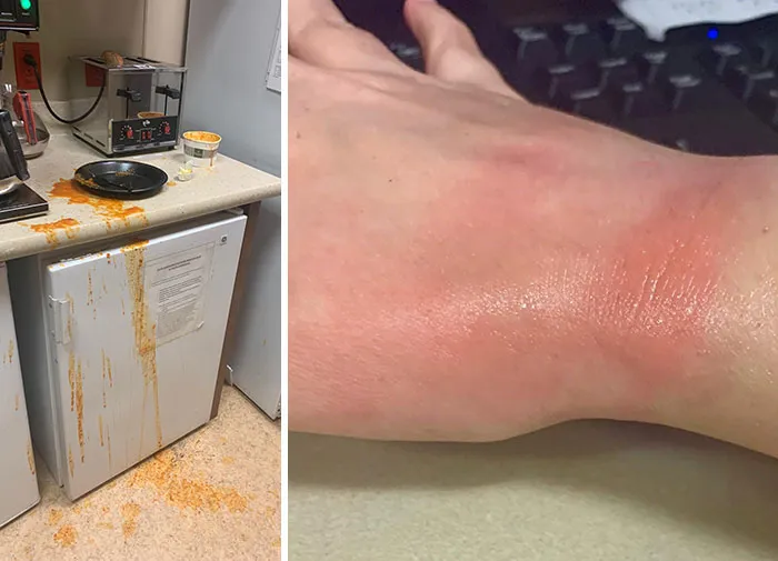 Estaba sacando la sopa de tomate del microondas cuando saltó la tostada y me asusté