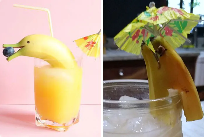 Husband Tried To Make A Dolphin For My Cocktail. It's The Cutest Eel I've Ever Seen