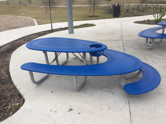 This Picnic Table Has Seating For Adults, A High Chair, Kids Table And Table Accecible With A Wheelchair All In One