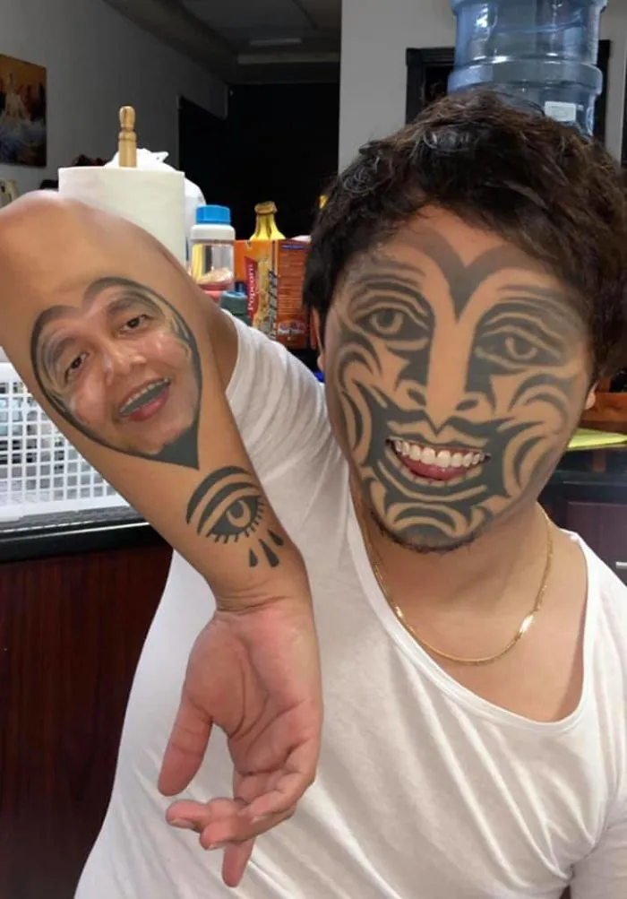 People Are Face Swapping Tattoos On Their Body, And Here Are 30 Unsettling Results