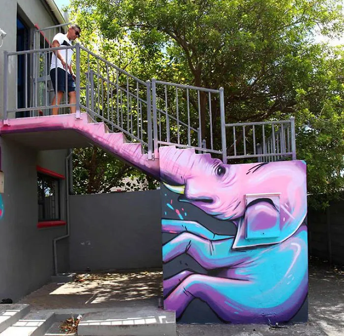 'Falko One' From South Africa Makes Non-Intrusive Graffiti That Interacts With Its Surroundings (40 Pics)