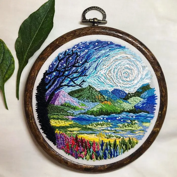 Artist Combines Her Love Of Color And Embroidery To Hand-Stitch Beautiful Landscapes (30 Pics)
