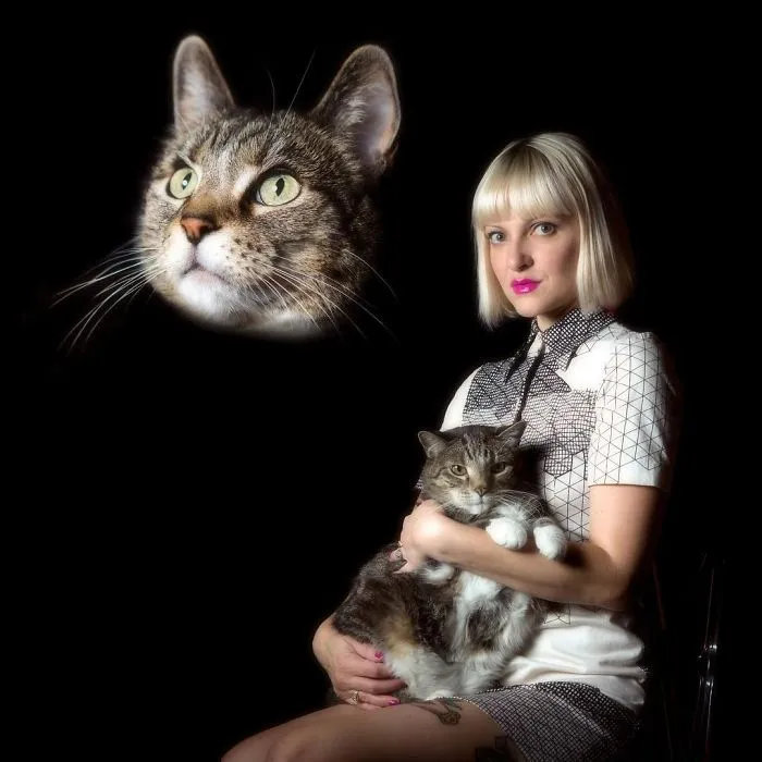 Photographer Takes Hilarious Double Exposure Portraits Of Pets And Their Owners (35 Pics)