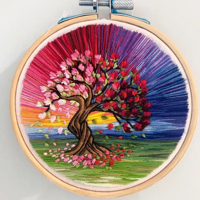 Artist Combines Her Love Of Color And Embroidery To Hand-Stitch Beautiful Landscapes (30 Pics)