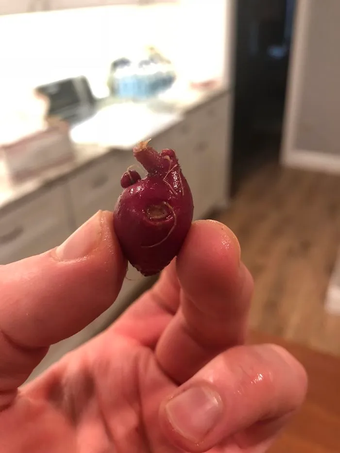 Patatita roja que parece un corazón