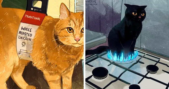 Artist Wants To Adopt A Cat So Bad, She Signs Up For A 100-Day Cat Meme Drawing Challenge