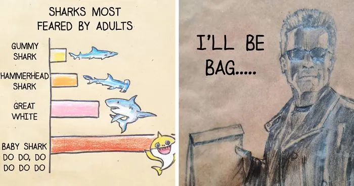 I've Been Drawing Dad Jokes And Puns On My Daughters’ Lunch Bags Every Day For The Past 8 Years (30 Pics)