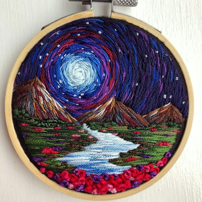 Artist Combines Her Love Of Color And Embroidery To Hand-Stitch Beautiful Landscapes (30 Pics)