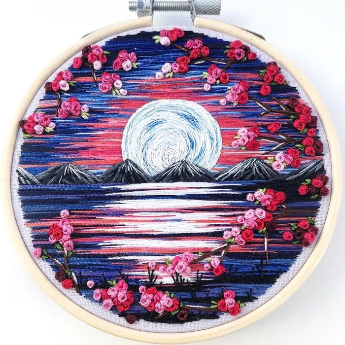 Artist Combines Her Love Of Color And Embroidery To Hand-Stitch Beautiful Landscapes (30 Pics)