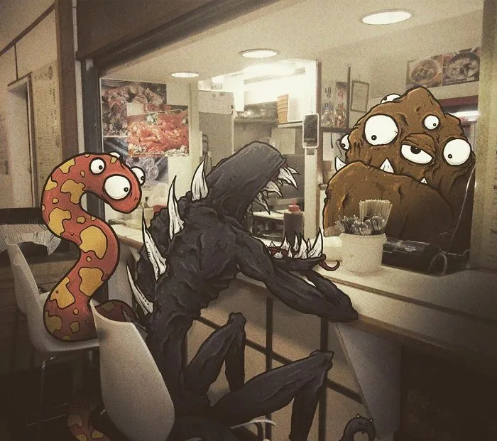 Artist Makes Fun Images That Show What Life With Monsters Would Be Like (98 New Pics)