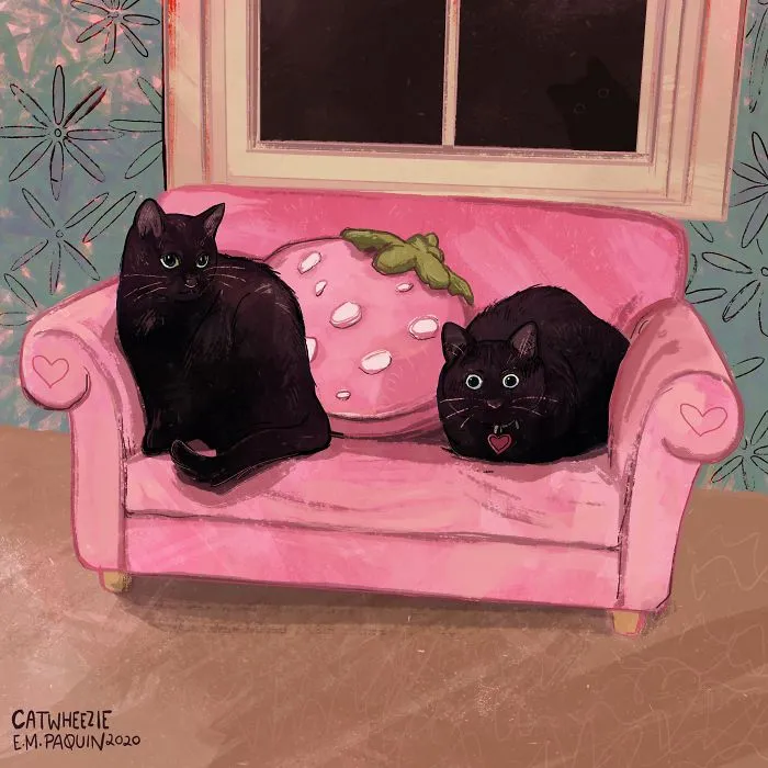 Artist Wants To Adopt A Cat So Bad, She Signs Up For A 100-Day Cat Meme Drawing Challenge