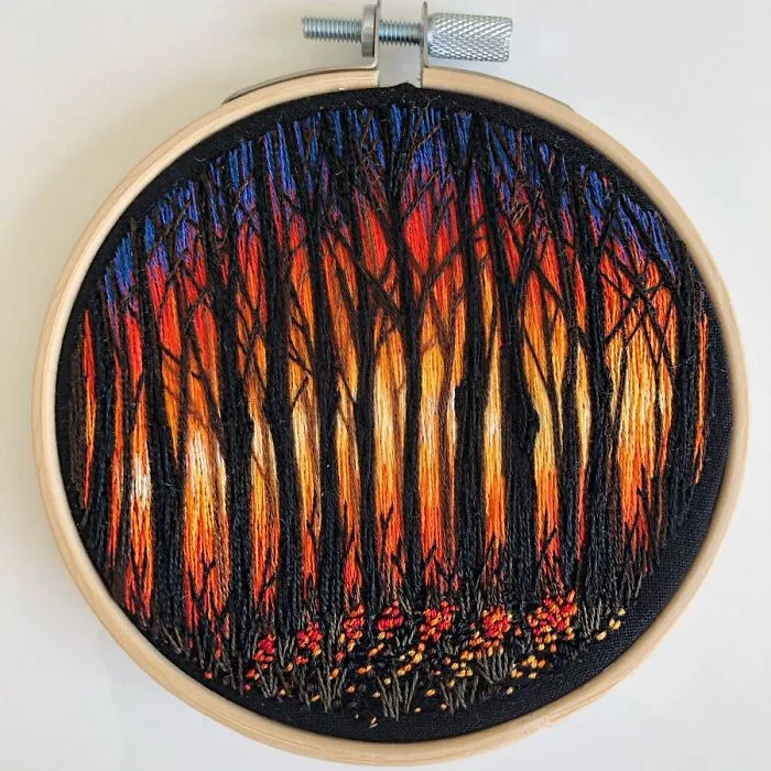 Artist Combines Her Love Of Color And Embroidery To Hand-Stitch Beautiful Landscapes (30 Pics)
