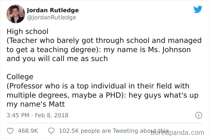 People Are Pointing Out How Hilariously Different High School Teachers And College Professors Are (30 Pics)