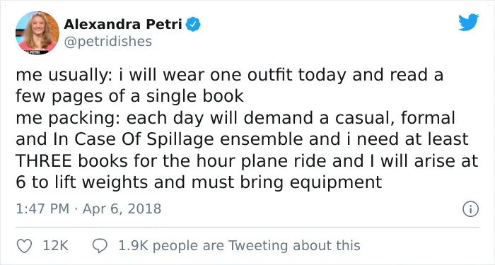 30 Funny Tweets By Chronic Overpackers