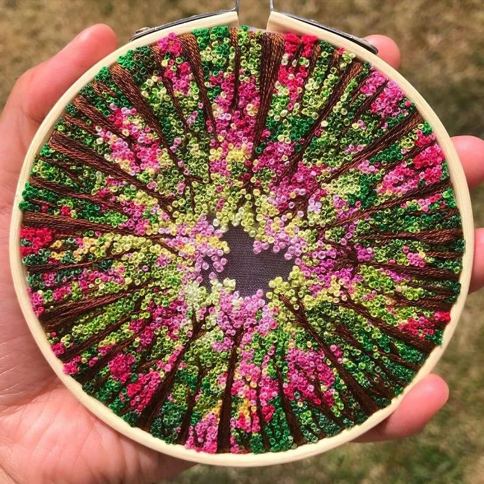 Artist Combines Her Love Of Color And Embroidery To Hand-Stitch Beautiful Landscapes (30 Pics)