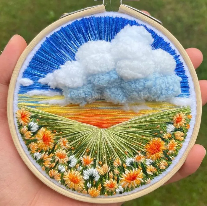 Artist Combines Her Love Of Color And Embroidery To Hand-Stitch Beautiful Landscapes (30 Pics)