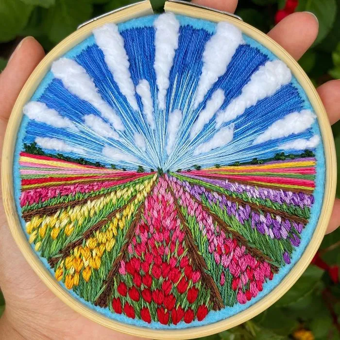 Artist Combines Her Love Of Color And Embroidery To Hand-Stitch Beautiful Landscapes (30 Pics)