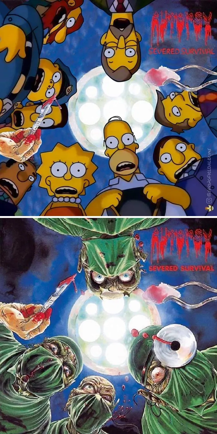 Someone Recreates 65 Metal Album Covers With Characters From The Simpsons And It's Hilariously Accurate
