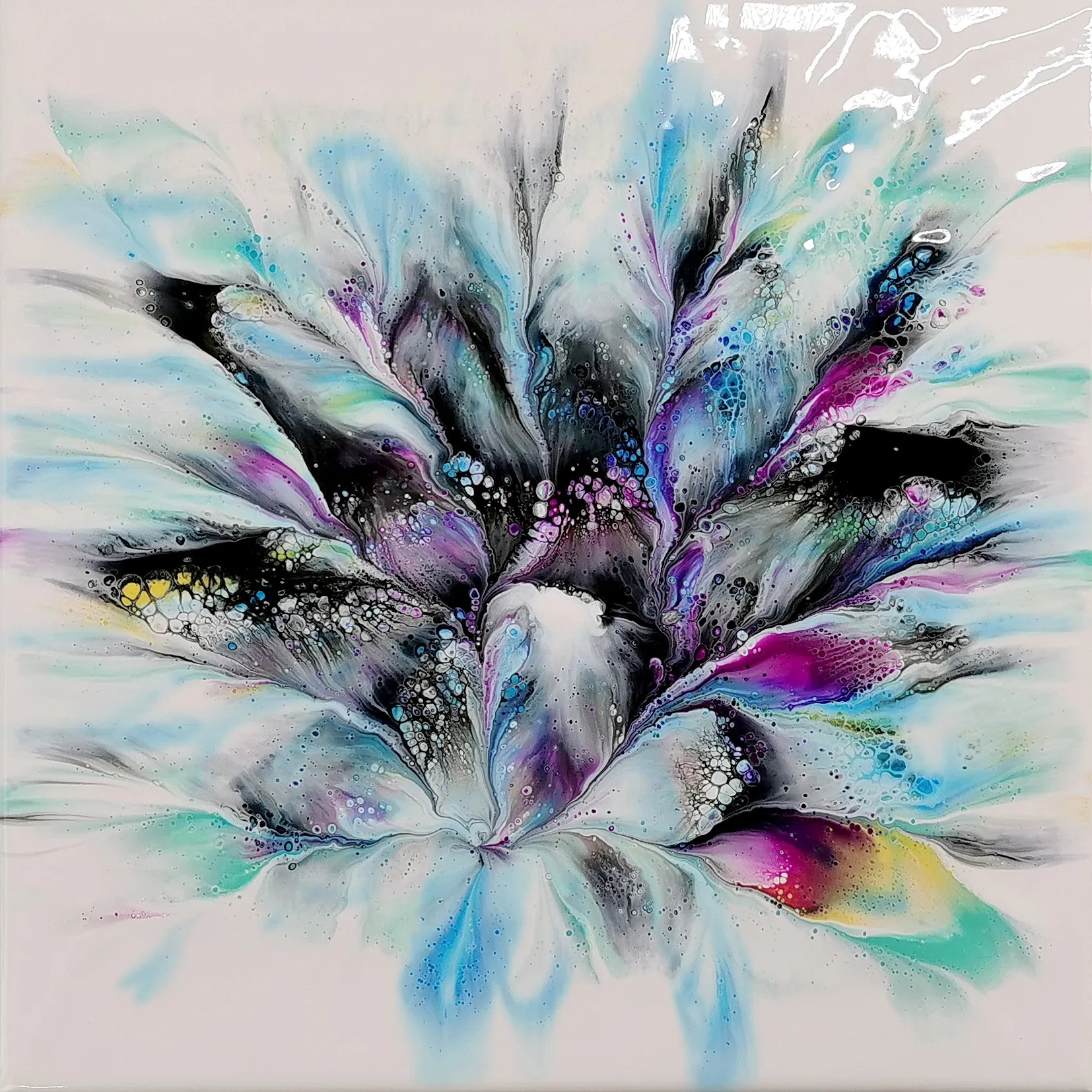 Bloom Dip ~ Simple Flower Acrylic Pour Painting ~ Flower Dip With Primary Elements