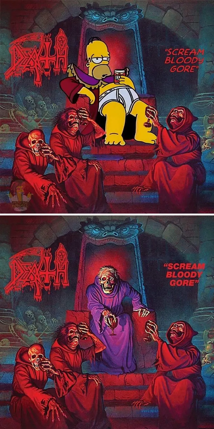 Someone Recreates 65 Metal Album Covers With Characters From The Simpsons And It's Hilariously Accurate