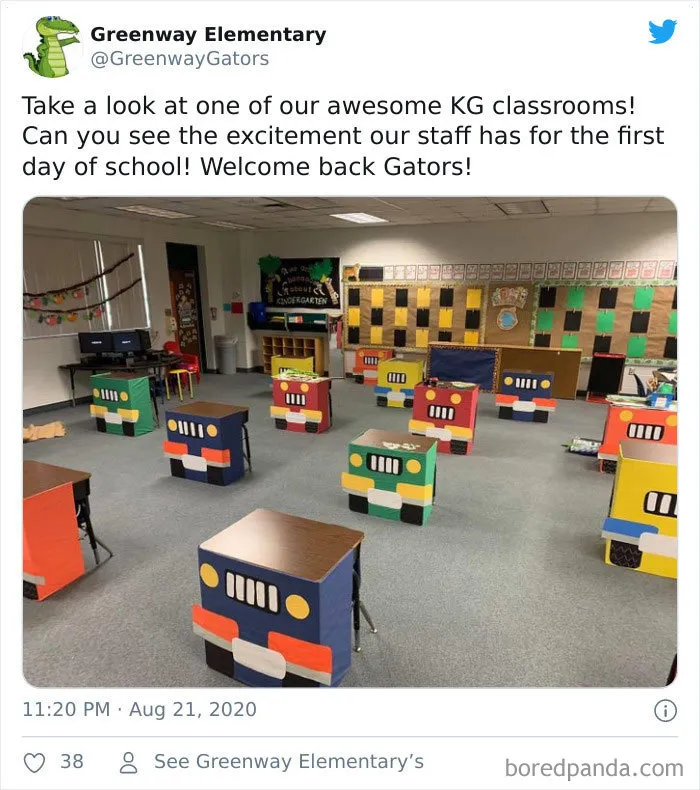 Nuestras aulas de preescolar. El personal está emocionado por el primer día de clase. Bienvenidos