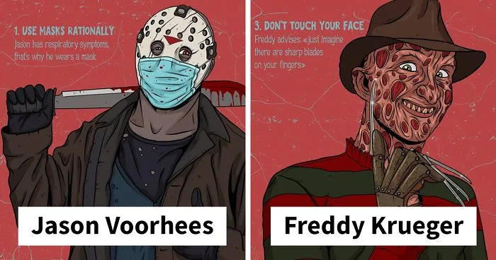 Artist Creates Humorous Illustrations Of Villains Giving Advice On The Fight Against COVID-19 (9 Pics)
