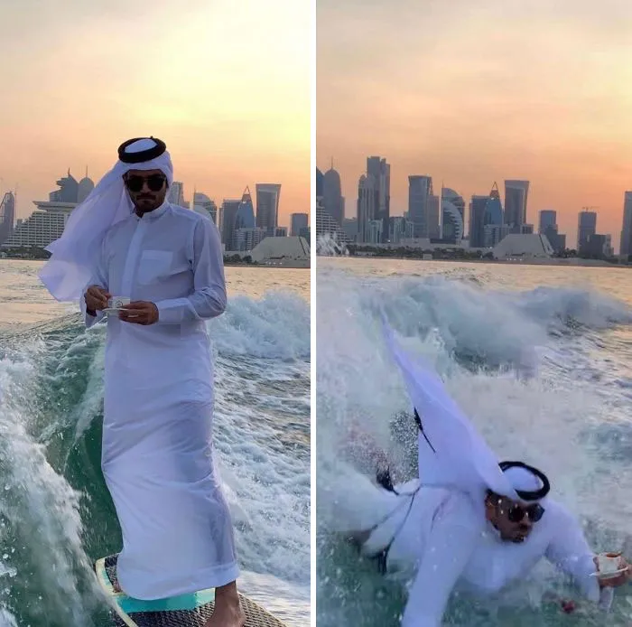 Qué podría salir mal si intentas coger olas así