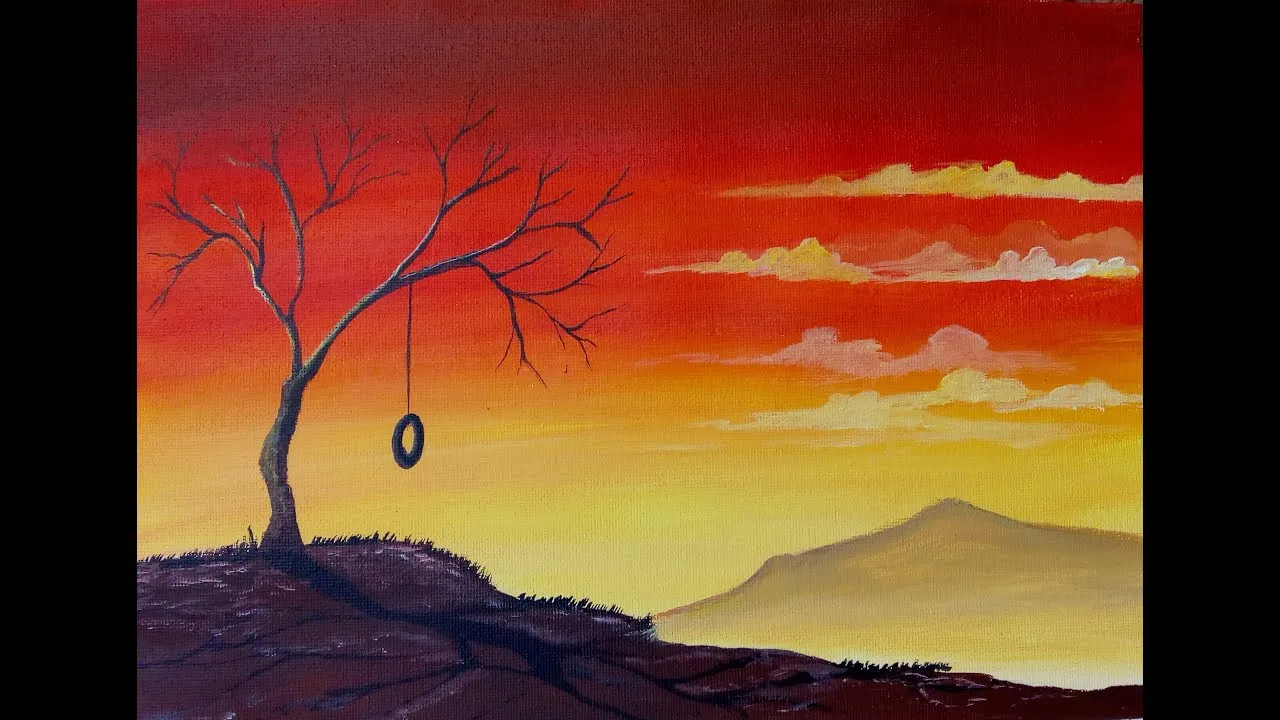 Lonely Tree Acrylic Painting