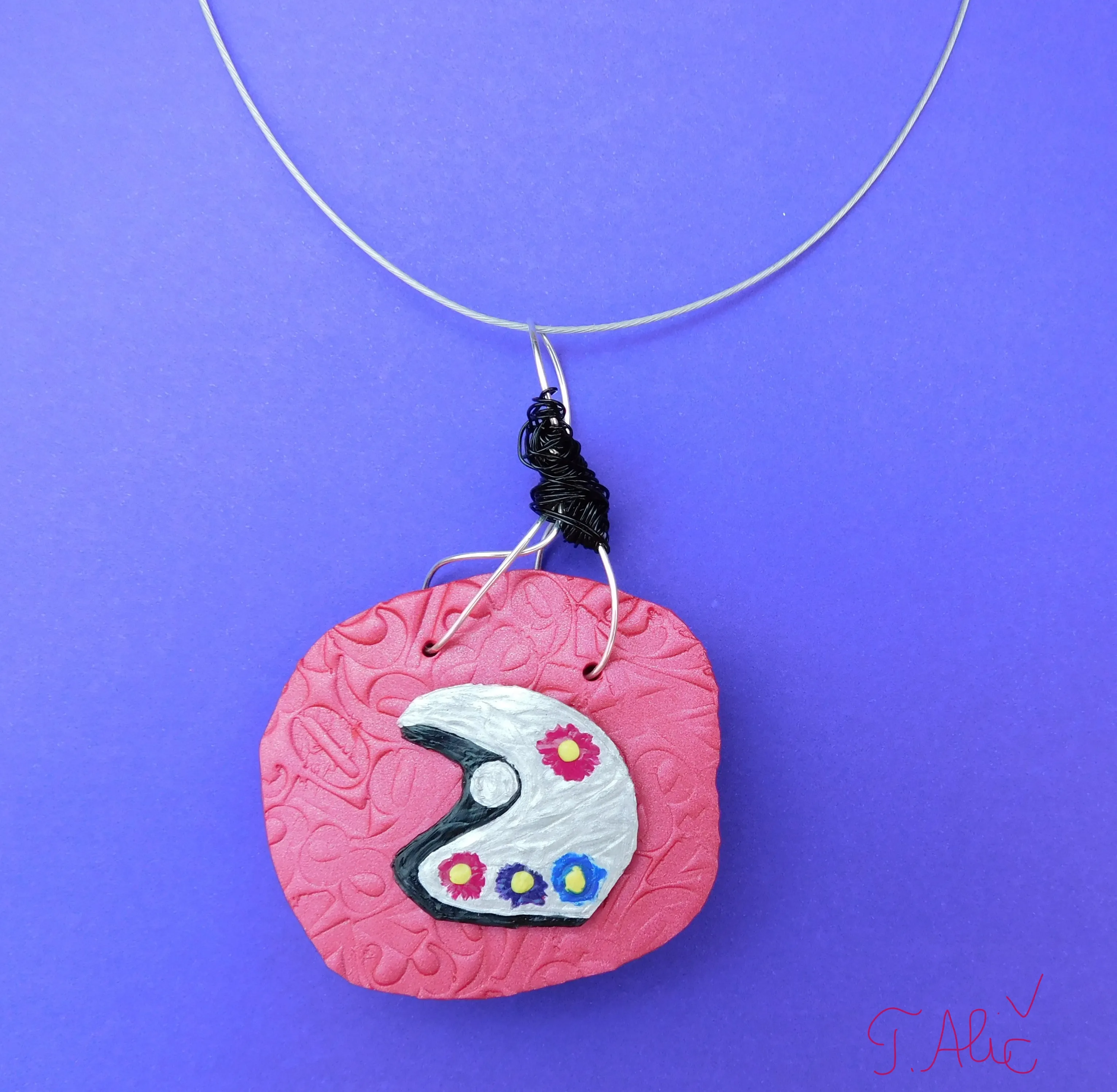 Handmade Necklace: Helmet