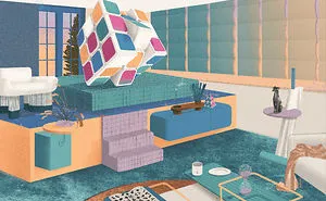 A Surreal & Fictional Interior Space That I Illustrated Digitally.