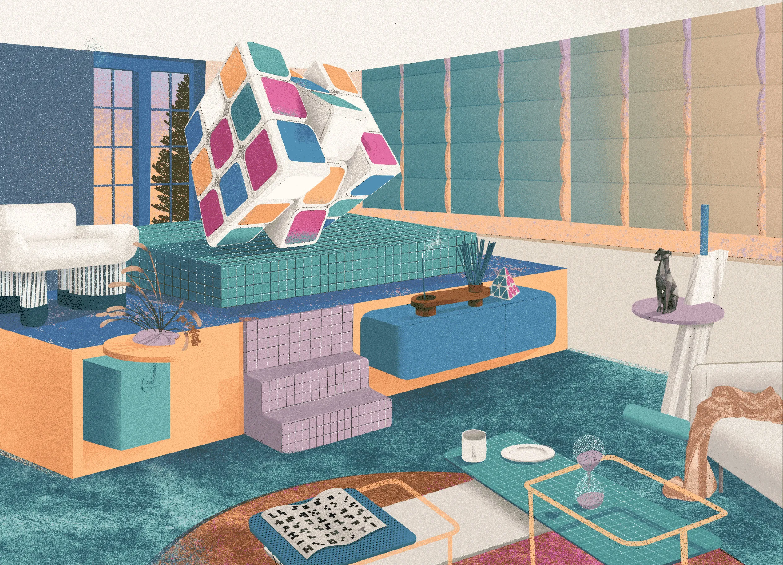 A Surreal & Fictional Interior Space That I Illustrated Digitally.