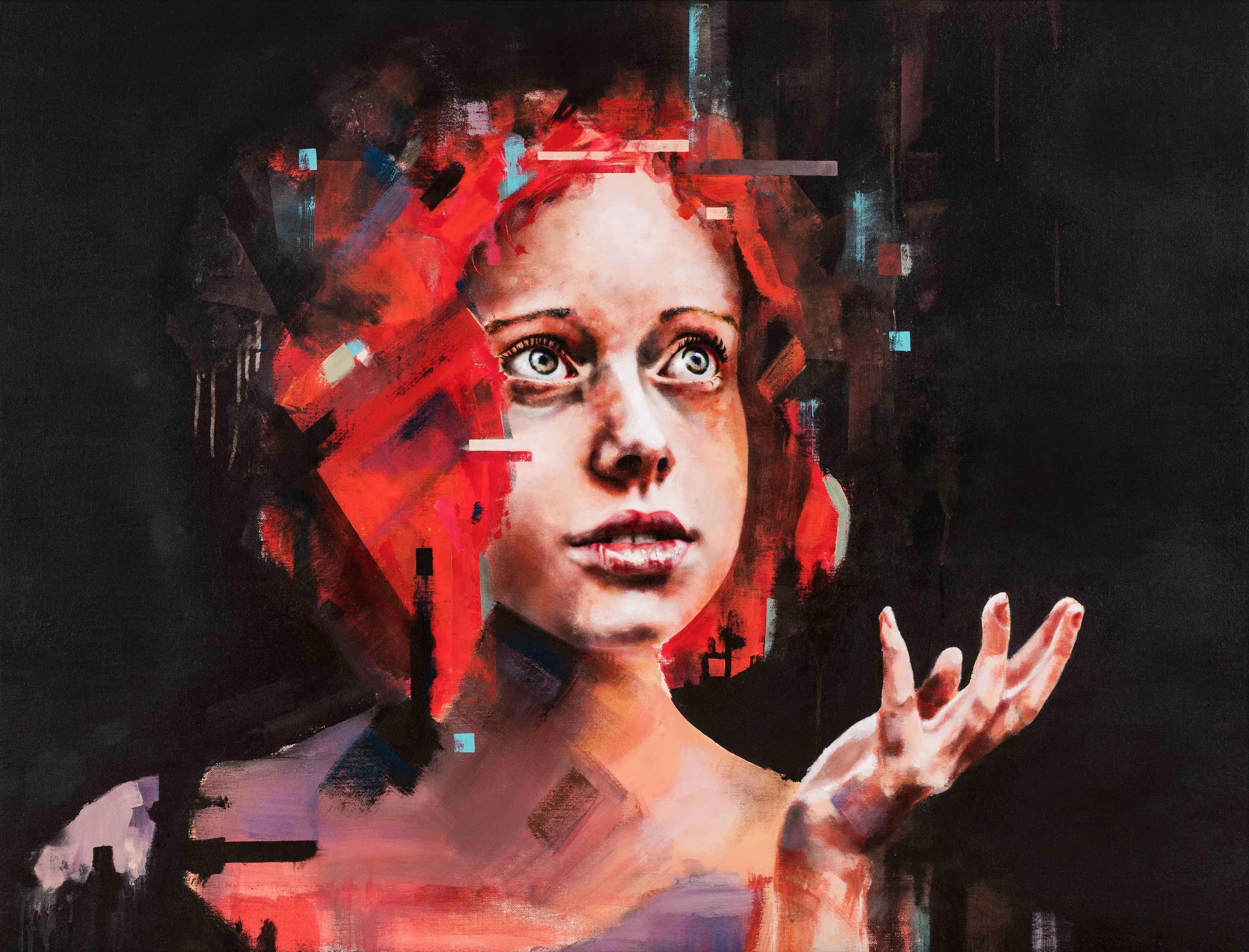 Austrian Artist  Combines Realistic Portraits With Digital Aesthetics.