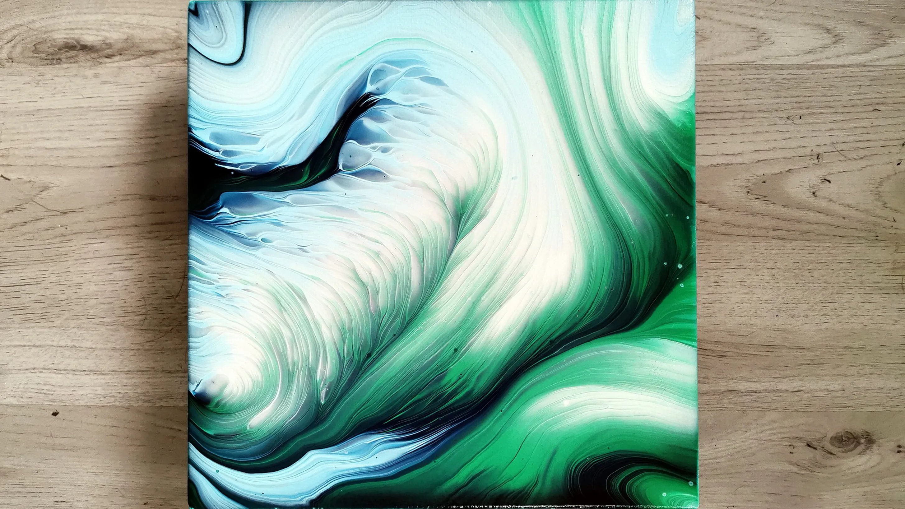 Split Cup Pour With Pearl White ~ Acrylic Pour Painting ~ Spin Art ~ Straight Pour