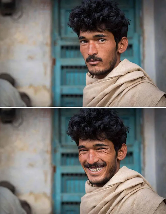 10 Fotos de gente antes y después de que les pidieran sonreír (Nuevas fotos)