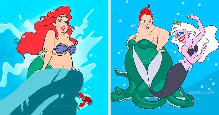 Esta artista reimagina a las princesas Disney como si fueran de talla grande, y desata un debate