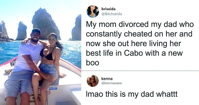 Woman Shares Photo Of Her Mom With Her New Boyfriend, Another Girl Recognizes Her Own Dad And Gets Confused