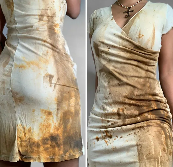 Vestido que parece embarrado o peor