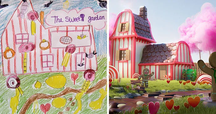 8 Kids Draw Their Own Version Of A Dream Garden, And 3D Artists Take It And Make It Real