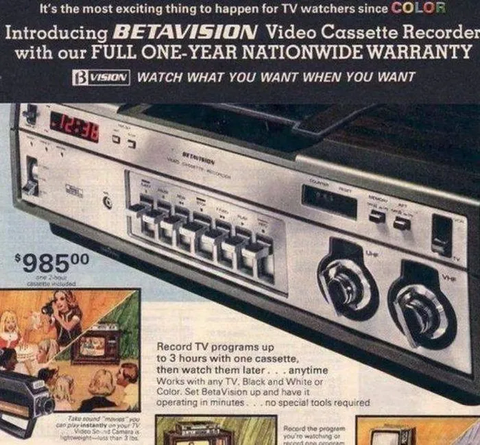 Betavision Video Cassette Recorder: $985.00