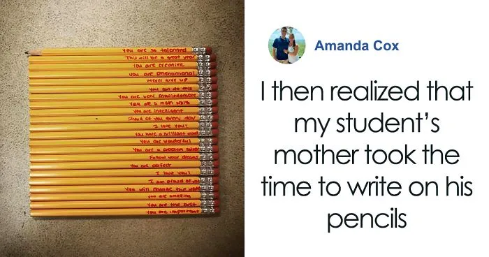 "This Is Why I Teach": Teacher Shares The Most Heartwarming Notes Student's Mom Writes On His Pencils