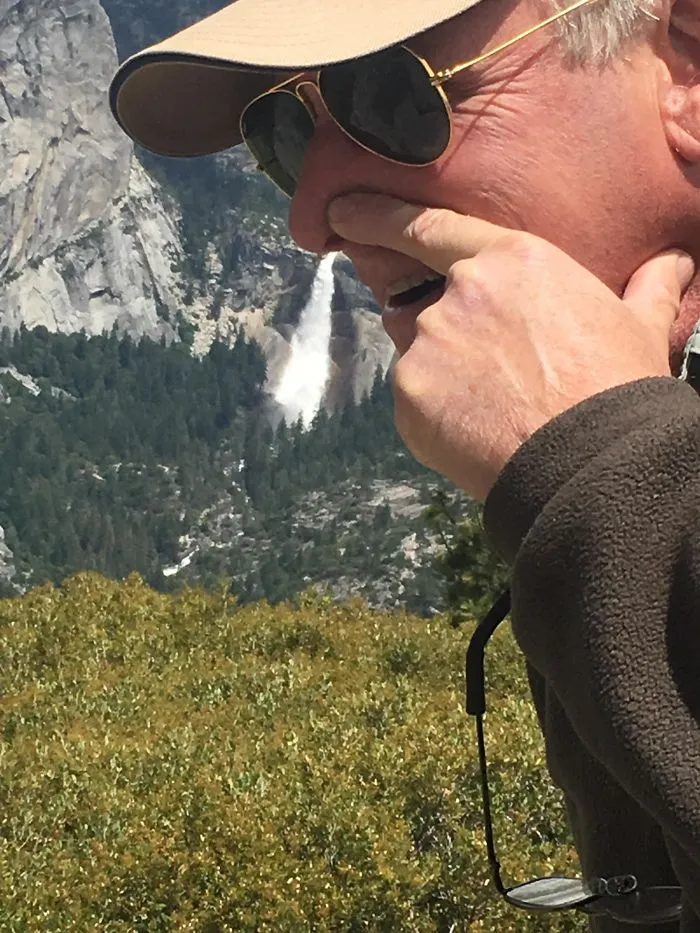 My Dad Wanted To Take A Nice Picture With A Waterfall In Yosemite