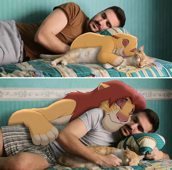 Este hombre mete a personajes Disney en sus fotos y parece que se divierten juntos (30 imágenes)