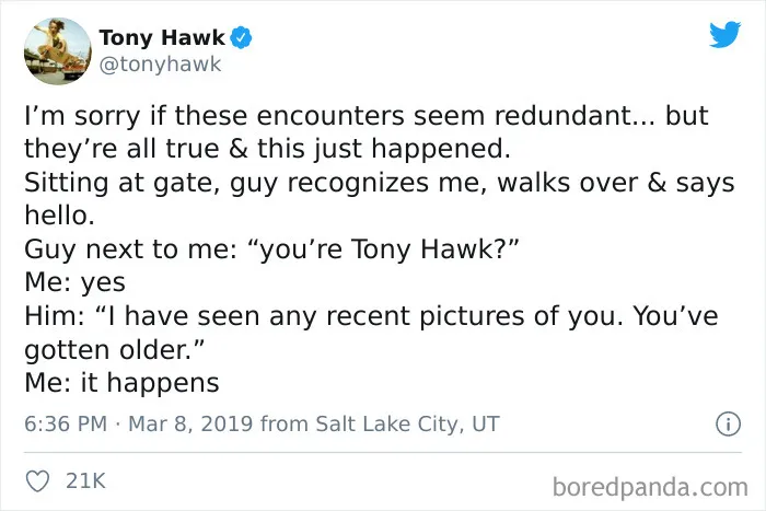 27 Hilarious Times People Didn't Realize They Were Talking To Tony Hawk (New Tweets)