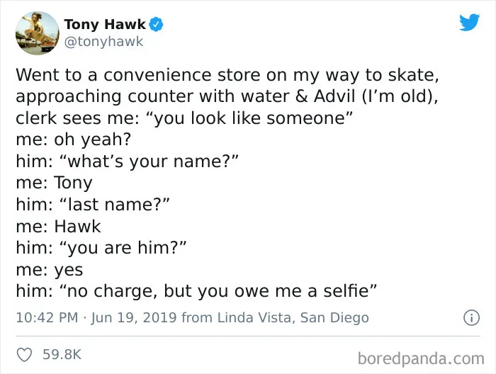 27 Hilarious Times People Didn't Realize They Were Talking To Tony Hawk (New Tweets)