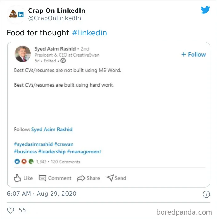 This Twitter Account Is Dedicated To Showcasing All The 'Crap On LinkedIn' And Here's 40 Of The Best Finds