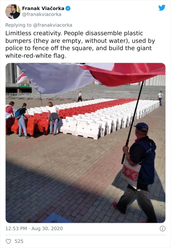 Belarus Authorities "Ban" White-Red-White Belarusian Flag, People Respond By Recreating Colors Of The Flag With Random Objects (9 Pics)