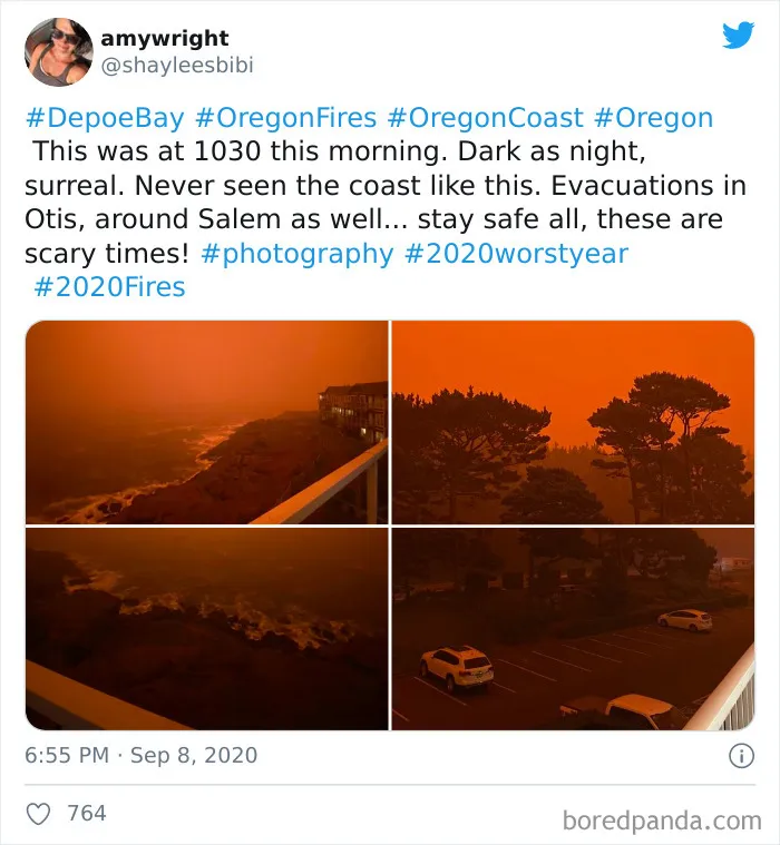 La gente comparte imágenes del infierno que está teniendo lugar en la Costa Oeste de EEUU (40 fotos)